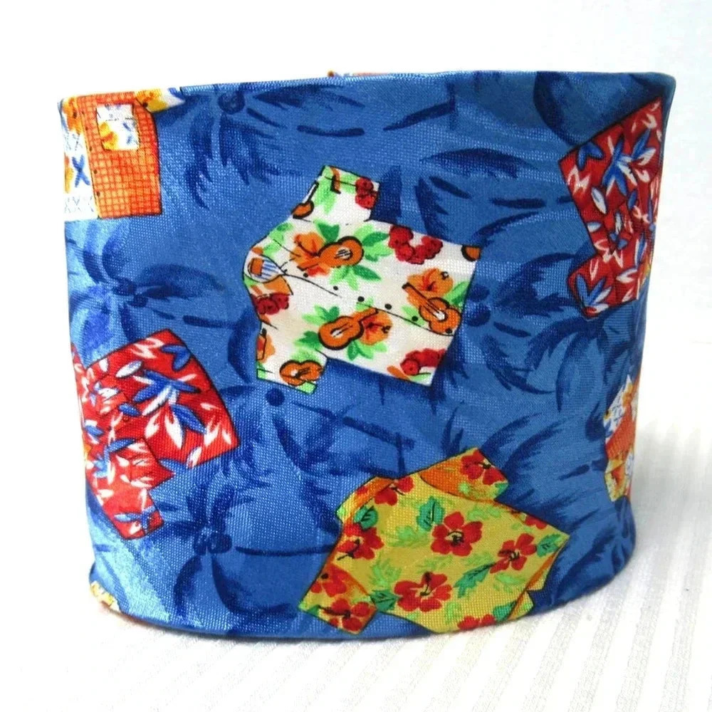 Vintage Island News Creation Necktie Men's Blue with Hawaiian Shirt Print